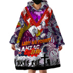 Personalised Eagles ANZAC Day Wearable Blanket Hoodie Aboriginal Rising Sun