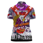 Personalised Eagles ANZAC Day Women Polo Shirt Aboriginal Rising Sun