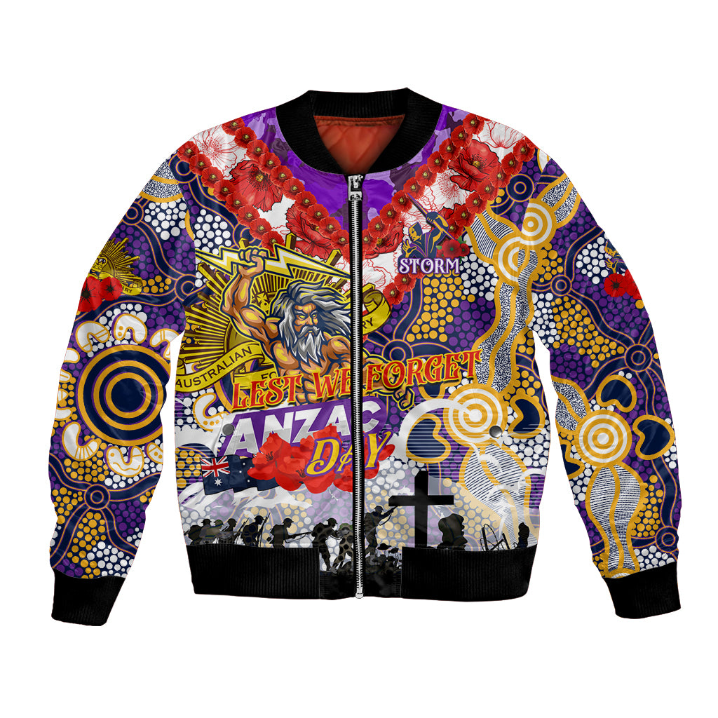 Personalised Storm ANZAC Day Bomber Jacket Aboriginal Rising Sun