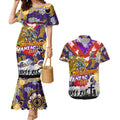 Personalised Storm ANZAC Day Couples Matching Mermaid Dress and Hawaiian Shirt Aboriginal Rising Sun
