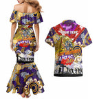 Personalised Storm ANZAC Day Couples Matching Mermaid Dress and Hawaiian Shirt Aboriginal Rising Sun
