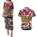 Personalised Storm ANZAC Day Couples Matching Puletasi and Hawaiian Shirt Aboriginal Rising Sun