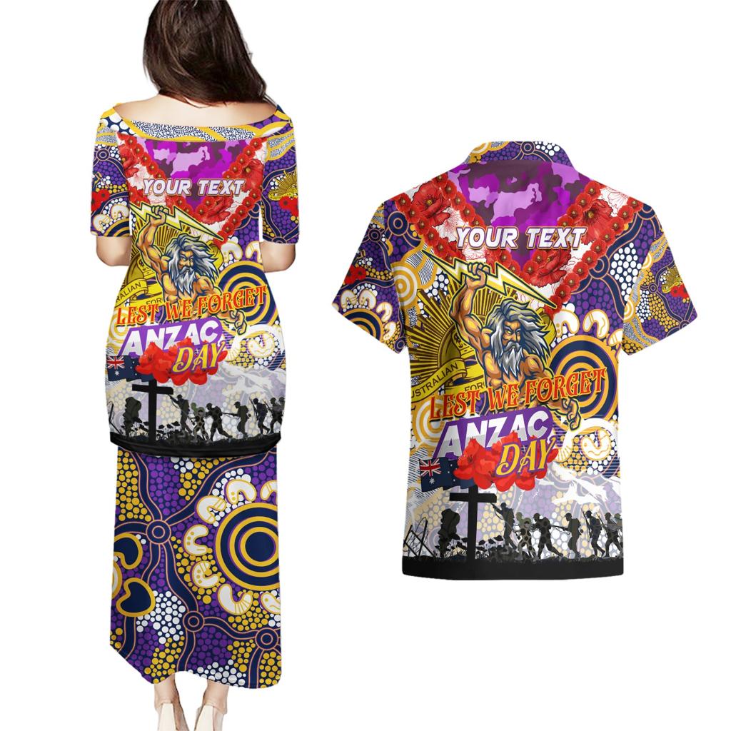 Personalised Storm ANZAC Day Couples Matching Puletasi and Hawaiian Shirt Aboriginal Rising Sun