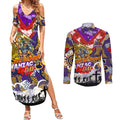 Personalised Storm ANZAC Day Couples Matching Summer Maxi Dress and Long Sleeve Button Shirt Aboriginal Rising Sun