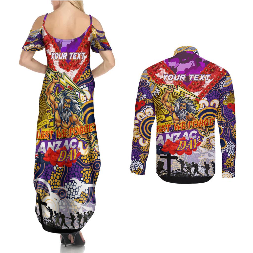 Personalised Storm ANZAC Day Couples Matching Summer Maxi Dress and Long Sleeve Button Shirt Aboriginal Rising Sun