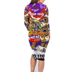 Personalised Storm ANZAC Day Family Matching Long Sleeve Bodycon Dress and Hawaiian Shirt Aboriginal Rising Sun