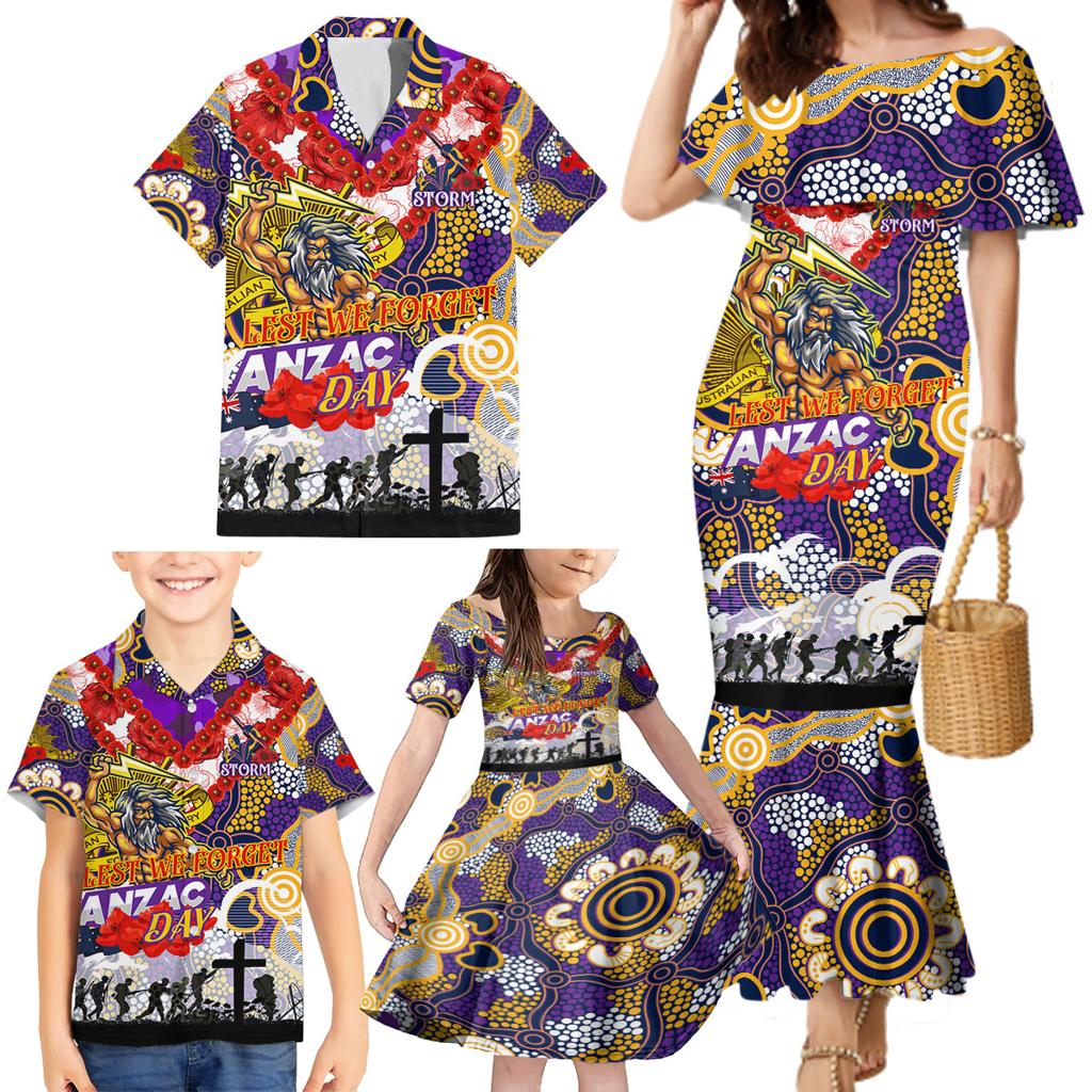 Personalised Storm ANZAC Day Family Matching Mermaid Dress and Hawaiian Shirt Aboriginal Rising Sun