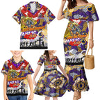 Personalised Storm ANZAC Day Family Matching Mermaid Dress and Hawaiian Shirt Aboriginal Rising Sun