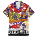 Personalised Storm ANZAC Day Family Matching Off The Shoulder Long Sleeve Dress and Hawaiian Shirt Aboriginal Rising Sun