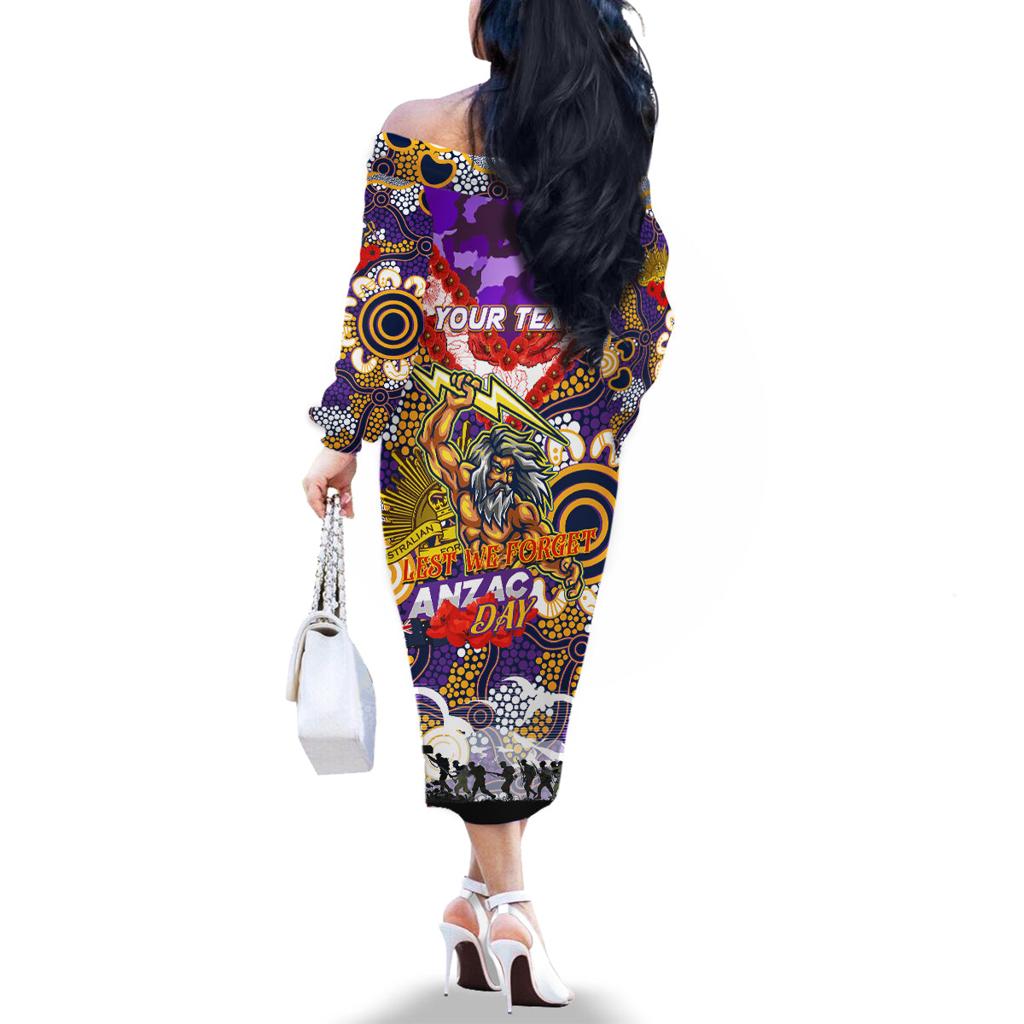 Personalised Storm ANZAC Day Family Matching Off The Shoulder Long Sleeve Dress and Hawaiian Shirt Aboriginal Rising Sun