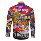Personalised Storm ANZAC Day Family Matching Off Shoulder Maxi Dress and Hawaiian Shirt Aboriginal Rising Sun