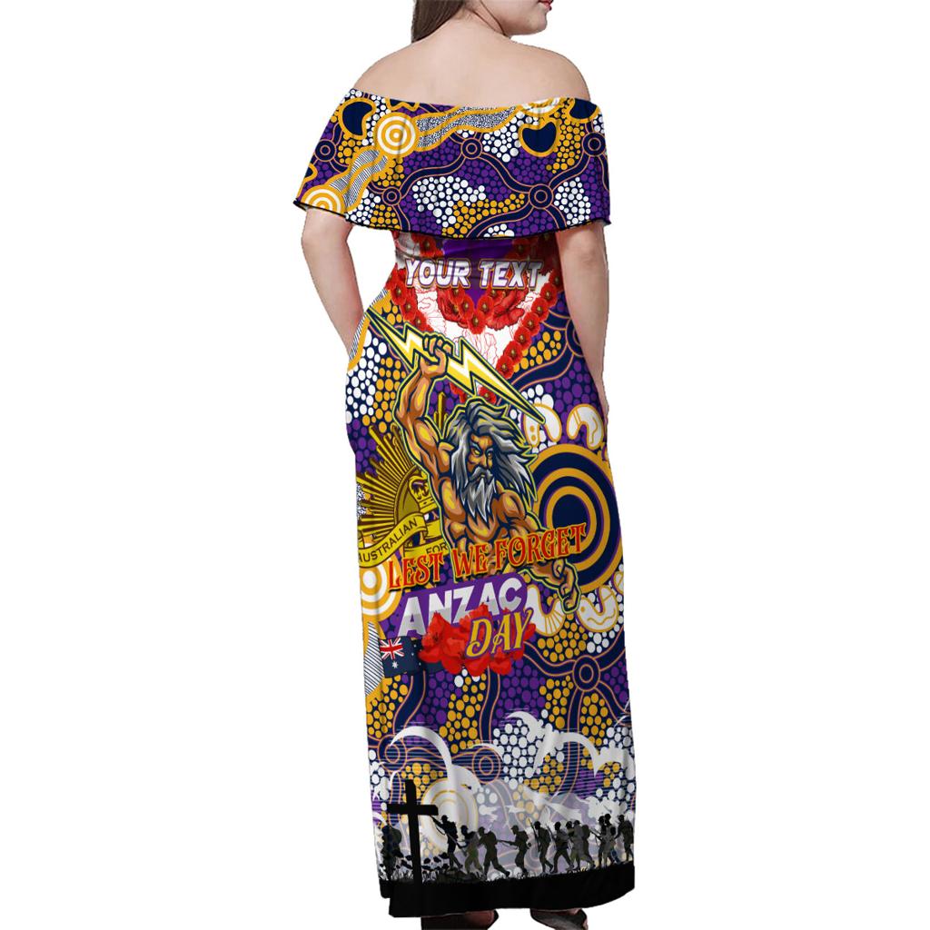 Personalised Storm ANZAC Day Family Matching Off Shoulder Maxi Dress and Hawaiian Shirt Aboriginal Rising Sun