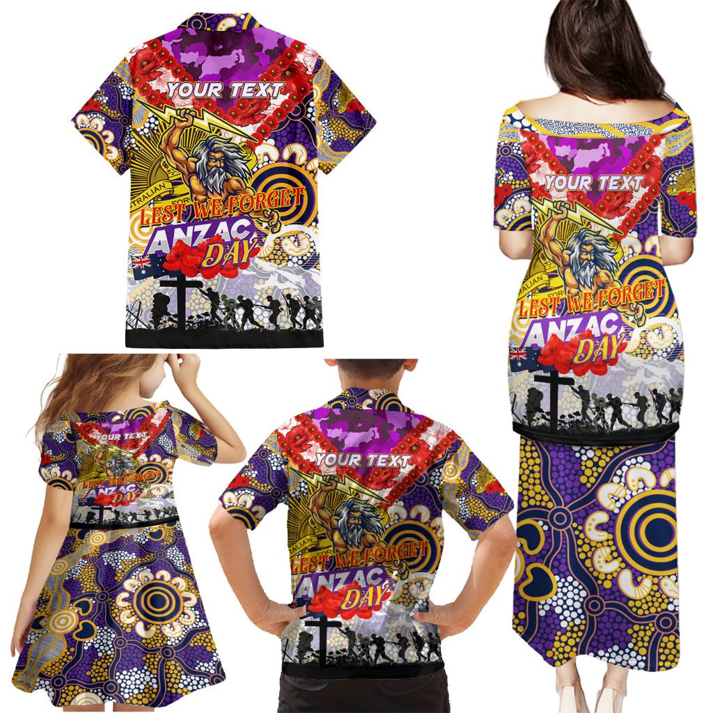 Personalised Storm ANZAC Day Family Matching Puletasi and Hawaiian Shirt Aboriginal Rising Sun