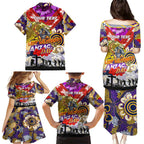 Personalised Storm ANZAC Day Family Matching Puletasi and Hawaiian Shirt Aboriginal Rising Sun