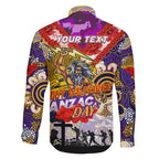 Personalised Storm ANZAC Day Family Matching Short Sleeve Bodycon Dress and Hawaiian Shirt Aboriginal Rising Sun