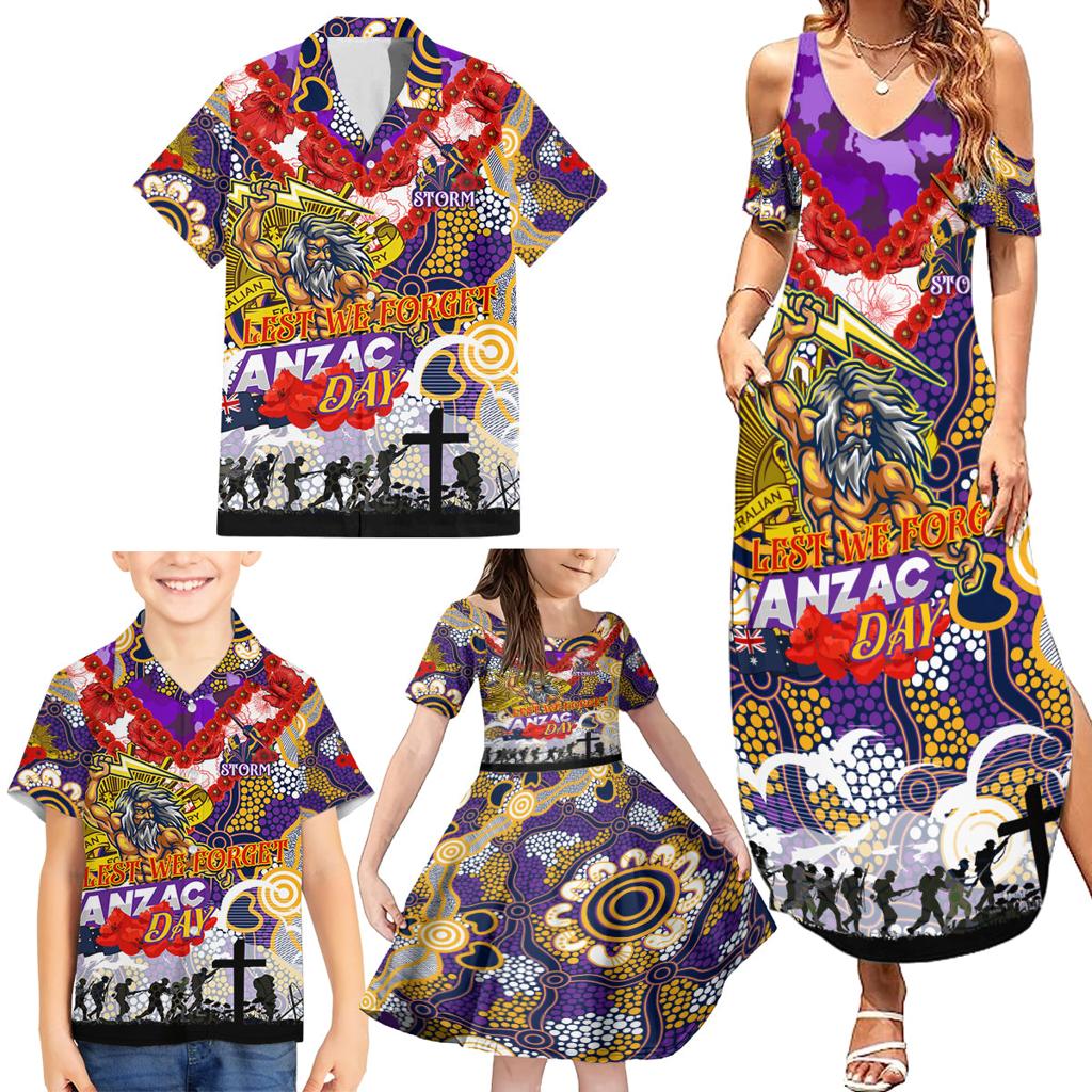 Personalised Storm ANZAC Day Family Matching Summer Maxi Dress and Hawaiian Shirt Aboriginal Rising Sun