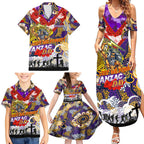 Personalised Storm ANZAC Day Family Matching Summer Maxi Dress and Hawaiian Shirt Aboriginal Rising Sun