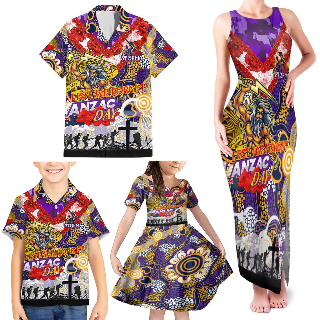 Personalised Storm ANZAC Day Family Matching Tank Maxi Dress and Hawaiian Shirt Aboriginal Rising Sun