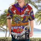 Personalised Storm ANZAC Day Hawaiian Shirt Aboriginal Rising Sun