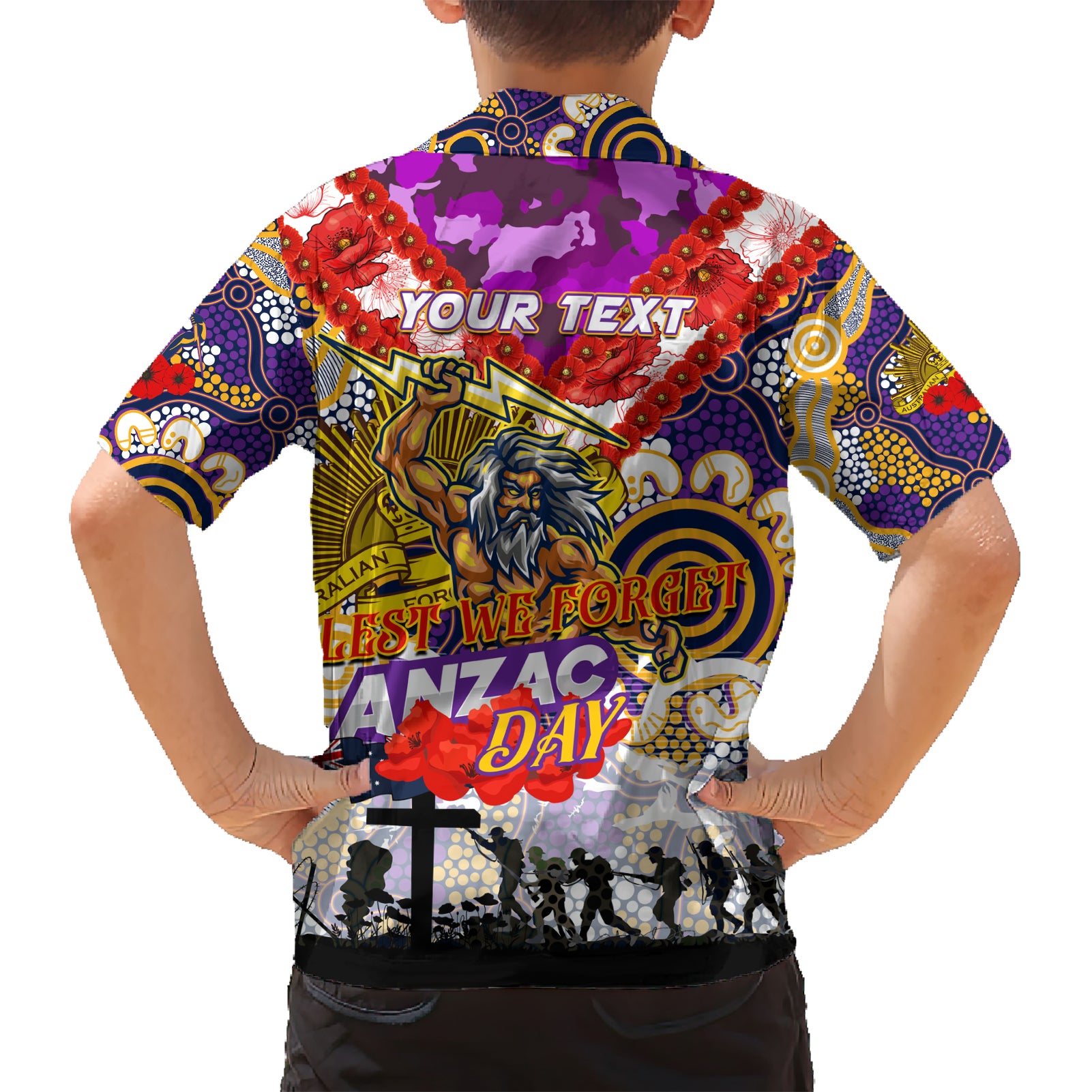 Personalised Storm ANZAC Day Hawaiian Shirt Aboriginal Rising Sun