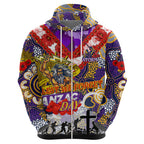Personalised Storm ANZAC Day Hoodie Aboriginal Rising Sun