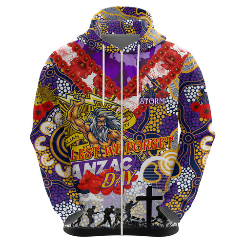 Personalised Storm ANZAC Day Hoodie Aboriginal Rising Sun