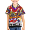 Personalised Storm ANZAC Day Kid Hawaiian Shirt Aboriginal Rising Sun
