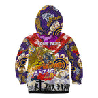 Personalised Storm ANZAC Day Kid Hoodie Aboriginal Rising Sun