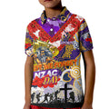 Personalised Storm ANZAC Day Kid Polo Shirt Aboriginal Rising Sun