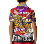 Personalised Storm ANZAC Day Kid Polo Shirt Aboriginal Rising Sun