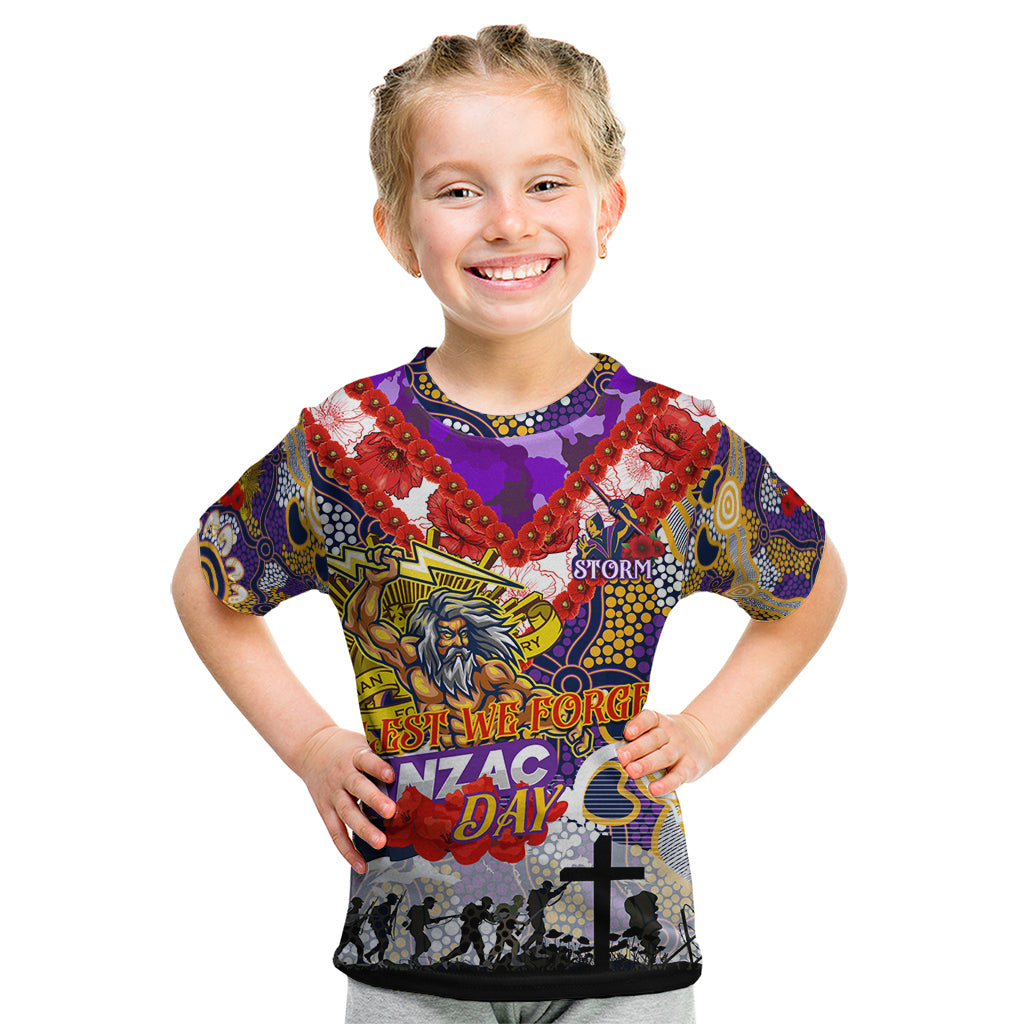 Personalised Storm ANZAC Day Kid T Shirt Aboriginal Rising Sun