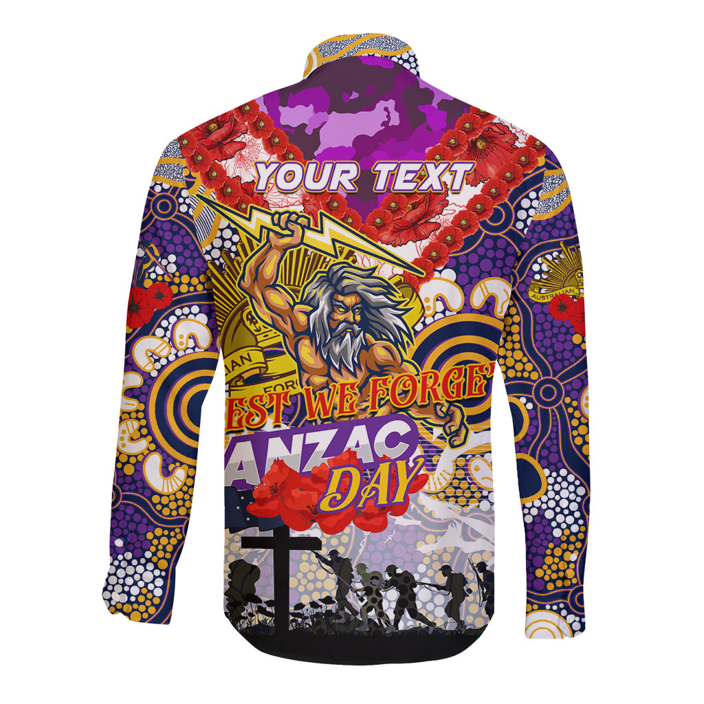 Personalised Storm ANZAC Day Long Sleeve Button Shirt Aboriginal Rising Sun