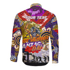 Personalised Storm ANZAC Day Long Sleeve Button Shirt Aboriginal Rising Sun