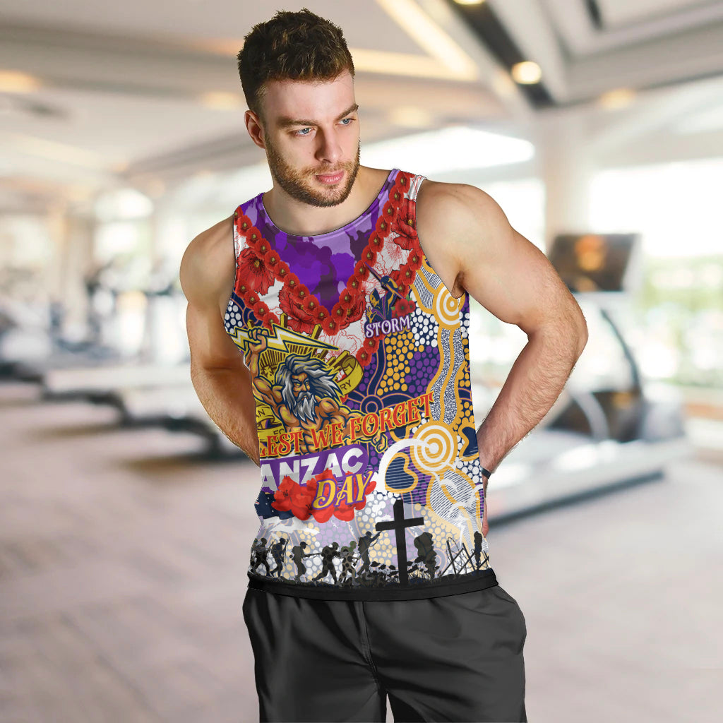 Personalised Storm ANZAC Day Men Tank Top Aboriginal Rising Sun