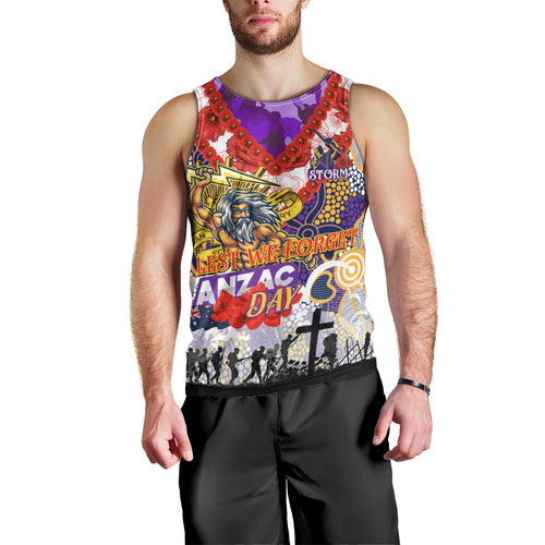 Personalised Storm ANZAC Day Men Tank Top Aboriginal Rising Sun