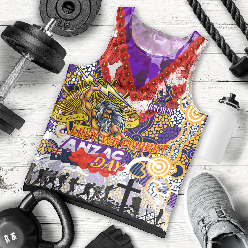 Personalised Storm ANZAC Day Men Tank Top Aboriginal Rising Sun