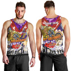 Personalised Storm ANZAC Day Men Tank Top Aboriginal Rising Sun