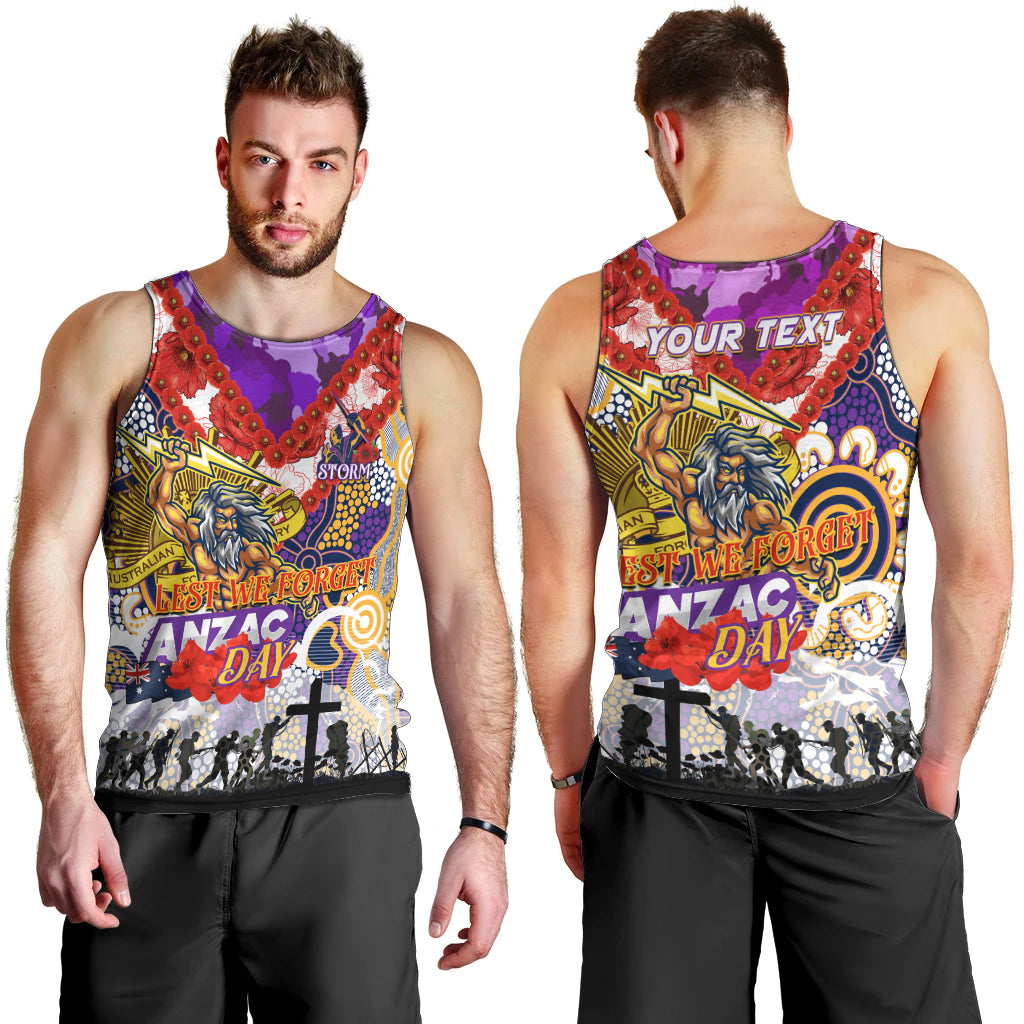 Personalised Storm ANZAC Day Men Tank Top Aboriginal Rising Sun