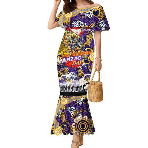 Personalised Storm ANZAC Day Mermaid Dress Aboriginal Rising Sun