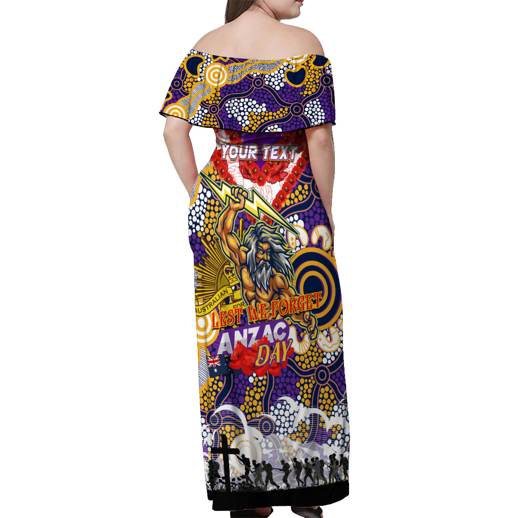Personalised Storm ANZAC Day Off Shoulder Maxi Dress Aboriginal Rising Sun