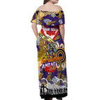 Personalised Storm ANZAC Day Off Shoulder Maxi Dress Aboriginal Rising Sun