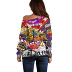 Personalised Storm ANZAC Day Off Shoulder Sweater Aboriginal Rising Sun