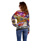 Personalised Storm ANZAC Day Off Shoulder Sweater Aboriginal Rising Sun
