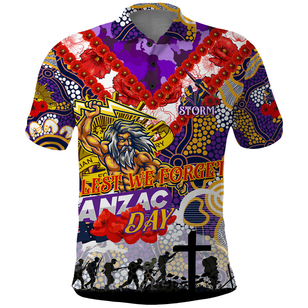 Personalised Storm ANZAC Day Polo Shirt Aboriginal Rising Sun