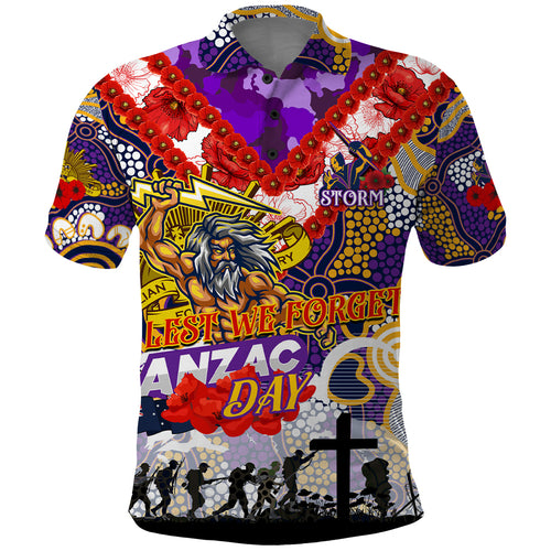 Personalised Storm ANZAC Day Polo Shirt Aboriginal Rising Sun