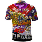 Personalised Storm ANZAC Day Polo Shirt Aboriginal Rising Sun