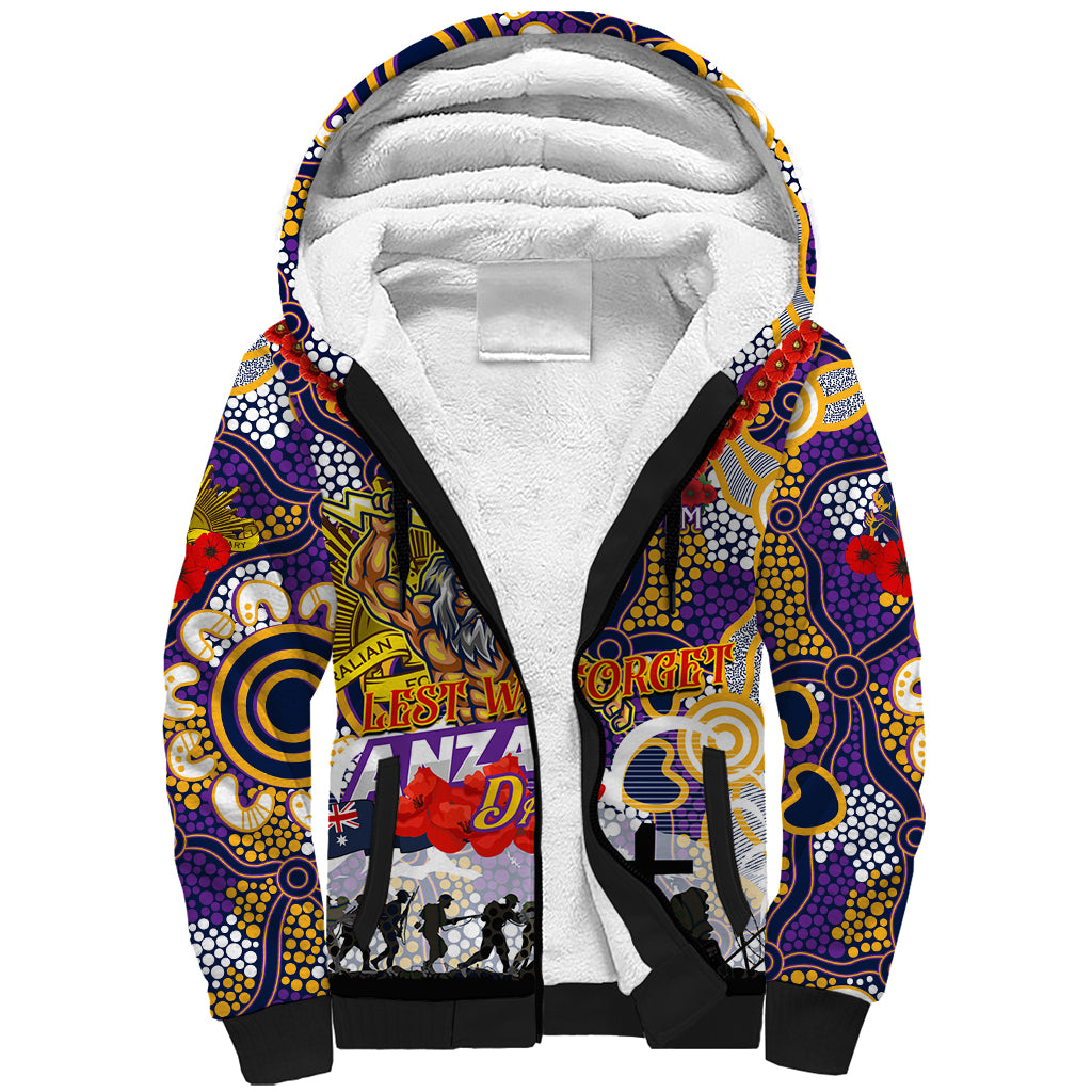 Personalised Storm ANZAC Day Sherpa Hoodie Aboriginal Rising Sun
