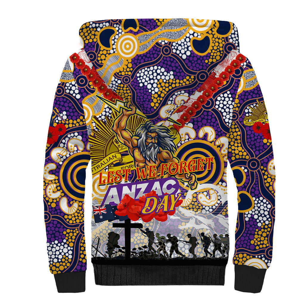Personalised Storm ANZAC Day Sherpa Hoodie Aboriginal Rising Sun