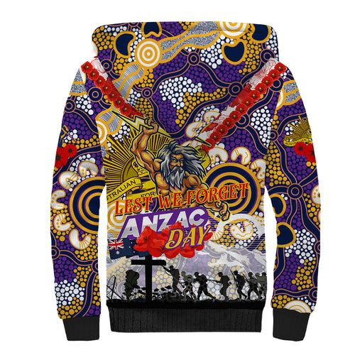 Personalised Storm ANZAC Day Sherpa Hoodie Aboriginal Rising Sun