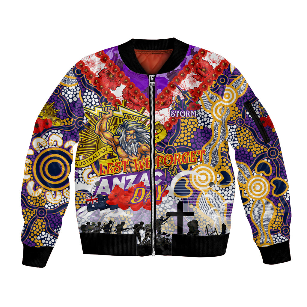 Personalised Storm ANZAC Day Sleeve Zip Bomber Jacket Aboriginal Rising Sun